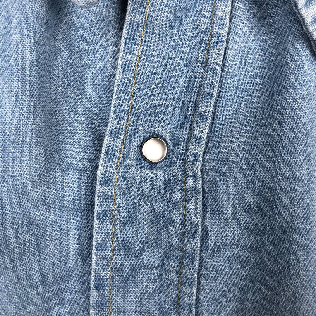 1970'S Sears Long-Sleeve Denim Western Shirt, Men's Size L (approx.), Vintage unclear Blue type light blue Vintage Second Hand