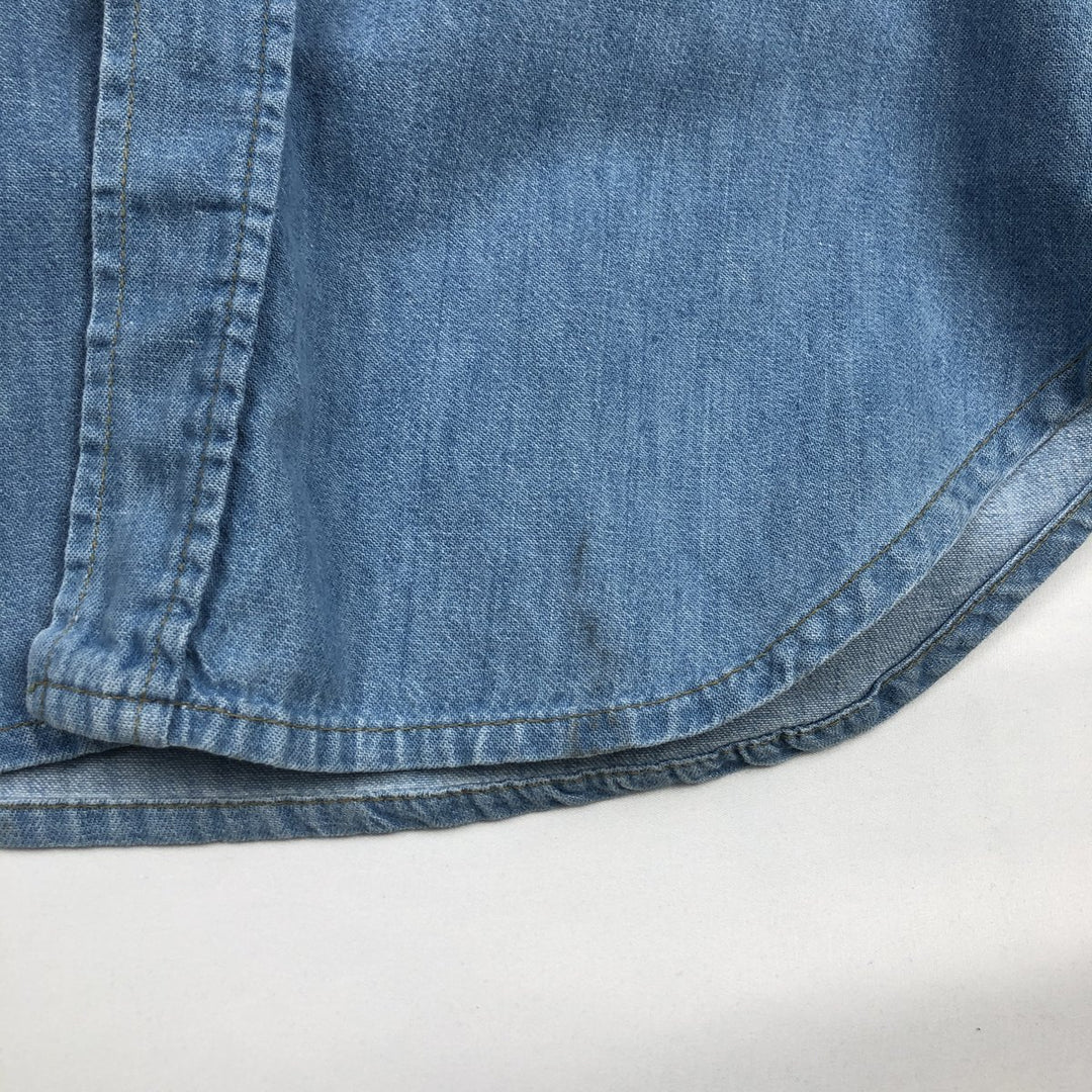 1970'S Sears Long-Sleeve Denim Western Shirt, Men's Size L (approx.), Vintage unclear Blue type light blue Vintage Second Hand