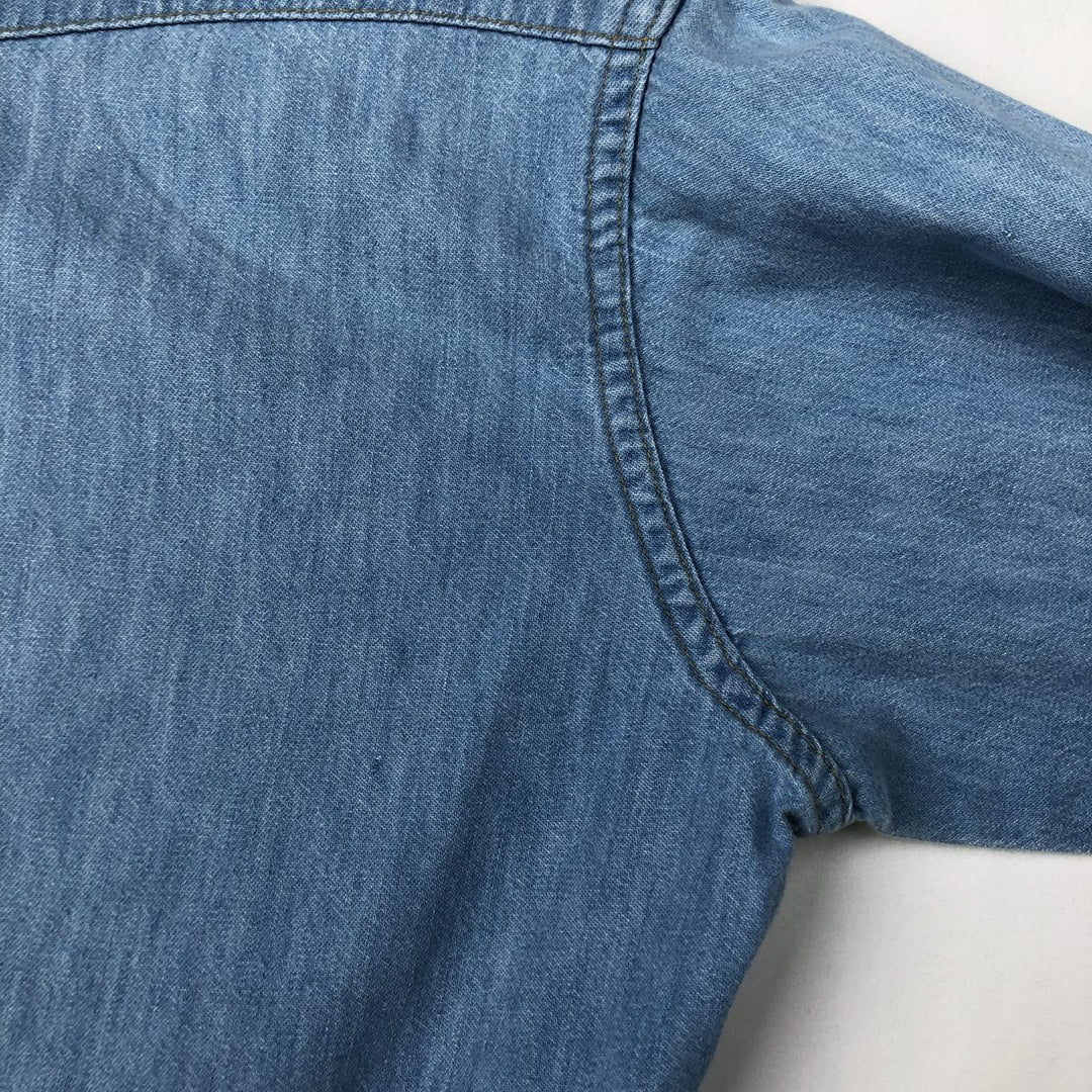 1970'S Sears Long-Sleeve Denim Western Shirt, Men's Size L (approx.), Vintage unclear Blue type light blue Vintage Second Hand