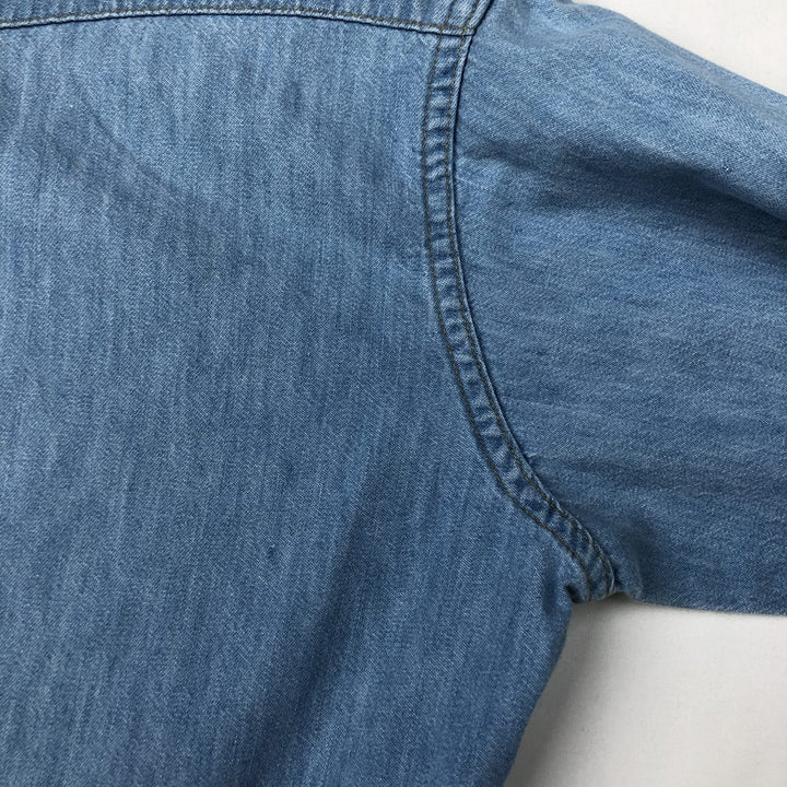 1970'S Sears Long-Sleeve Denim Western Shirt, Men's Size L (approx.), Vintage unclear Blue type light blue Vintage Second Hand