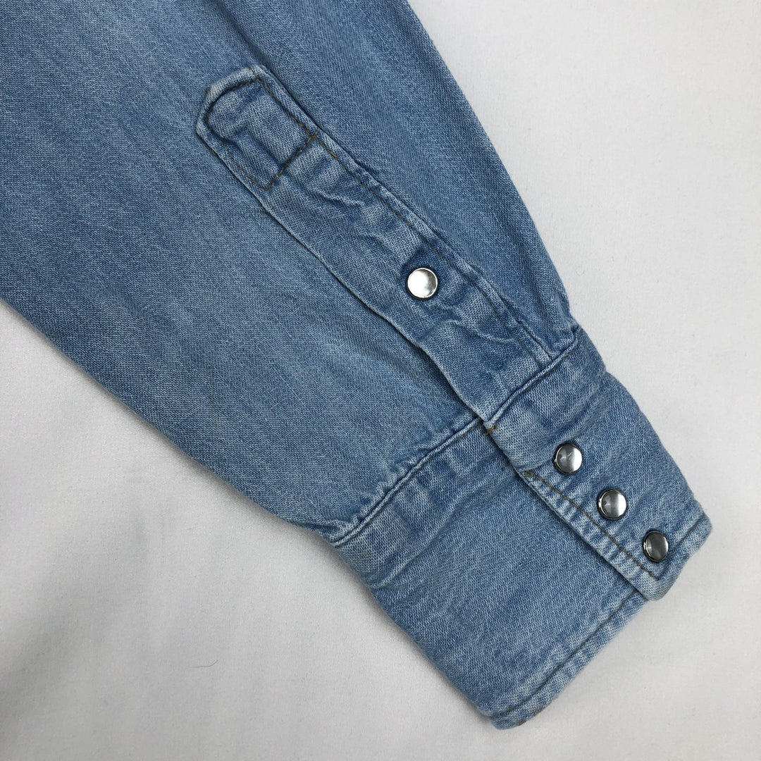 1970'S Sears Long-Sleeve Denim Western Shirt, Men's Size L (approx.), Vintage unclear Blue type light blue Vintage Second Hand