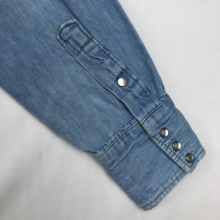 1970'S Sears Long-Sleeve Denim Western Shirt, Men's Size L (approx.), Vintage unclear Blue type light blue Vintage Second Hand
