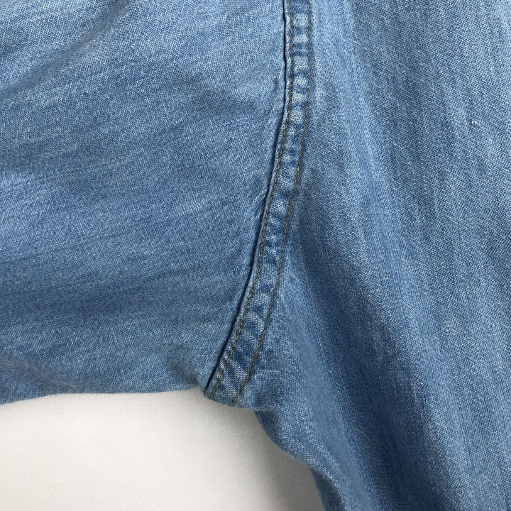 1970'S Sears Long-Sleeve Denim Western Shirt, Men's Size L (approx.), Vintage unclear Blue type light blue Vintage Second Hand