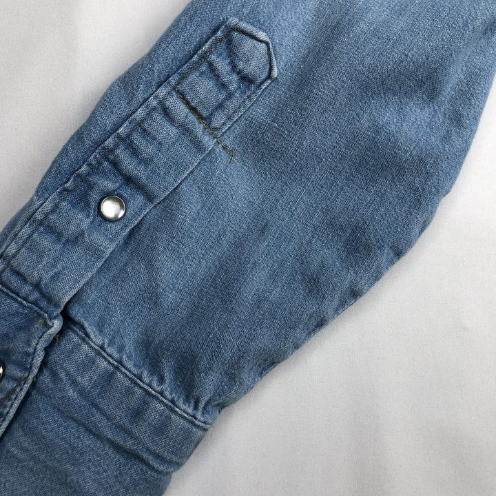 1970'S Sears Long-Sleeve Denim Western Shirt, Men's Size L (approx.), Vintage unclear Blue type light blue Vintage Second Hand