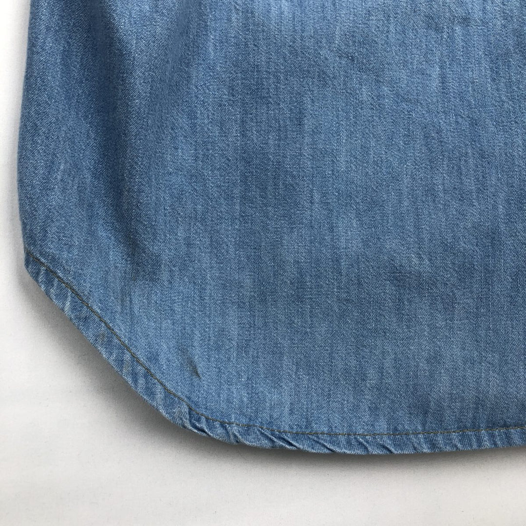 1970'S Sears Long-Sleeve Denim Western Shirt, Men's Size L (approx.), Vintage unclear Blue type light blue Vintage Second Hand