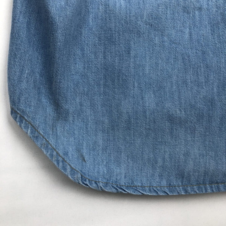 1970'S Sears Long-Sleeve Denim Western Shirt, Men's Size L (approx.), Vintage unclear Blue type light blue Vintage Second Hand