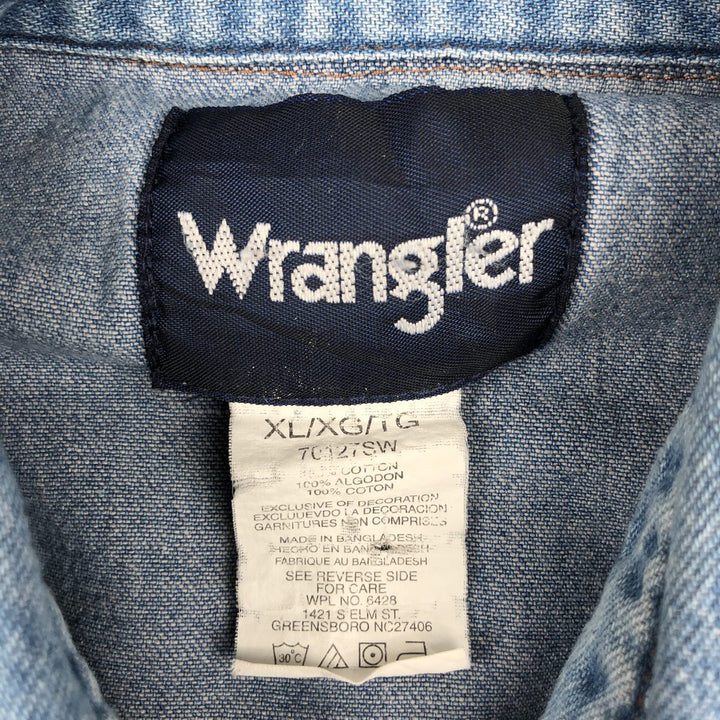 Wrangler Long Sleeve Denim Western Shirt, Men's XL cotton blue type Vintage Second Hand