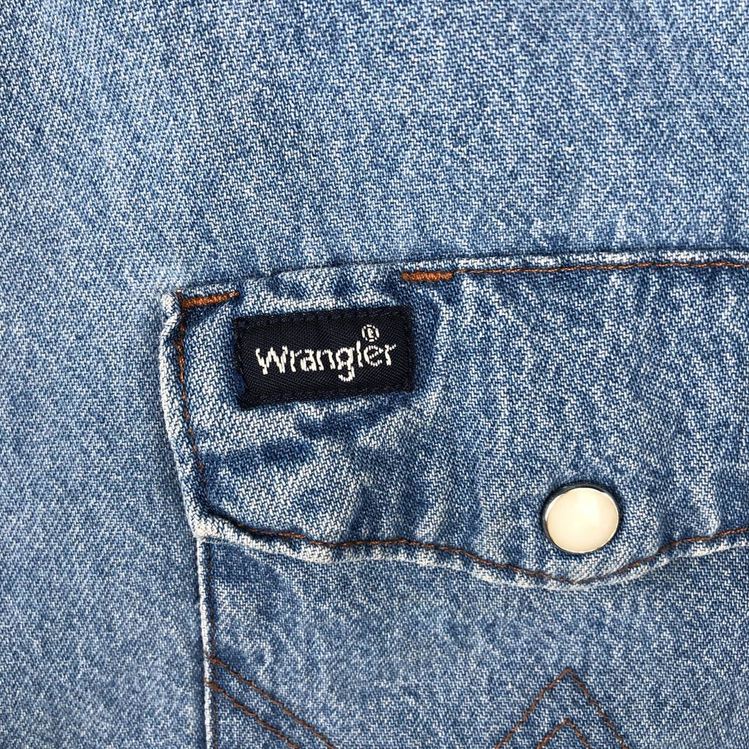 Wrangler Long Sleeve Denim Western Shirt, Men's XL cotton blue type Vintage Second Hand