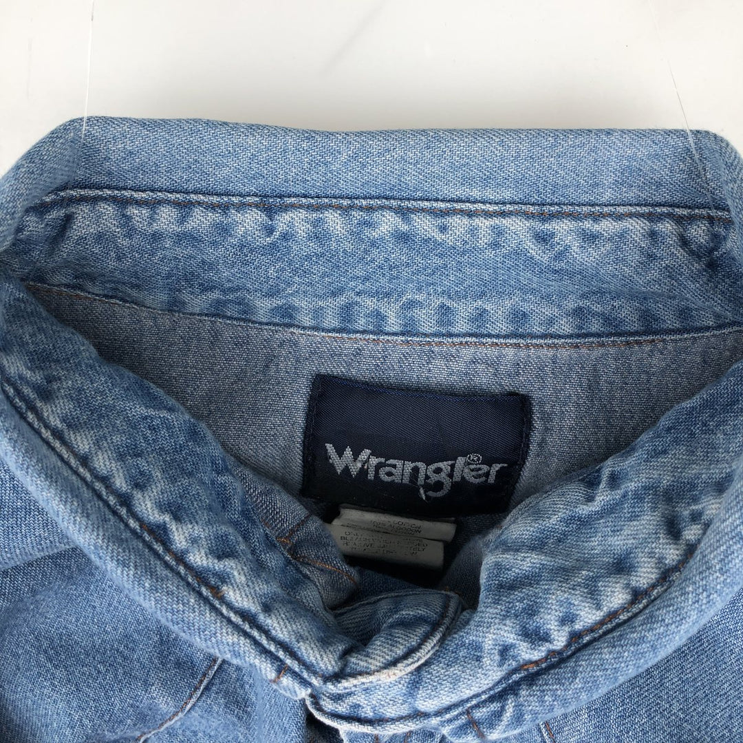 Wrangler Long Sleeve Denim Western Shirt, Men's XL cotton blue type Vintage Second Hand