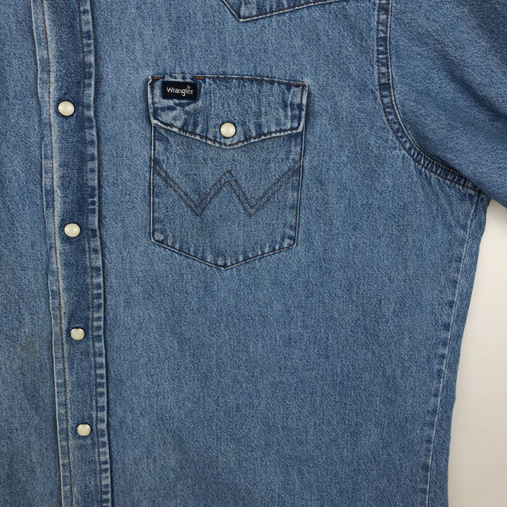 Wrangler Long Sleeve Denim Western Shirt, Men's XL cotton blue type Vintage Second Hand