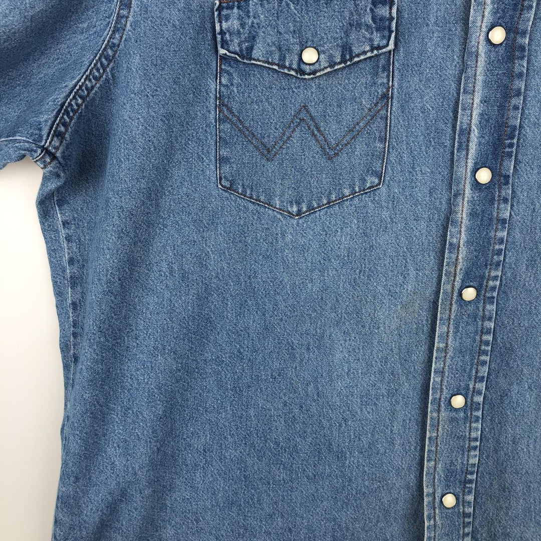 Wrangler Long Sleeve Denim Western Shirt, Men's XL cotton blue type Vintage Second Hand