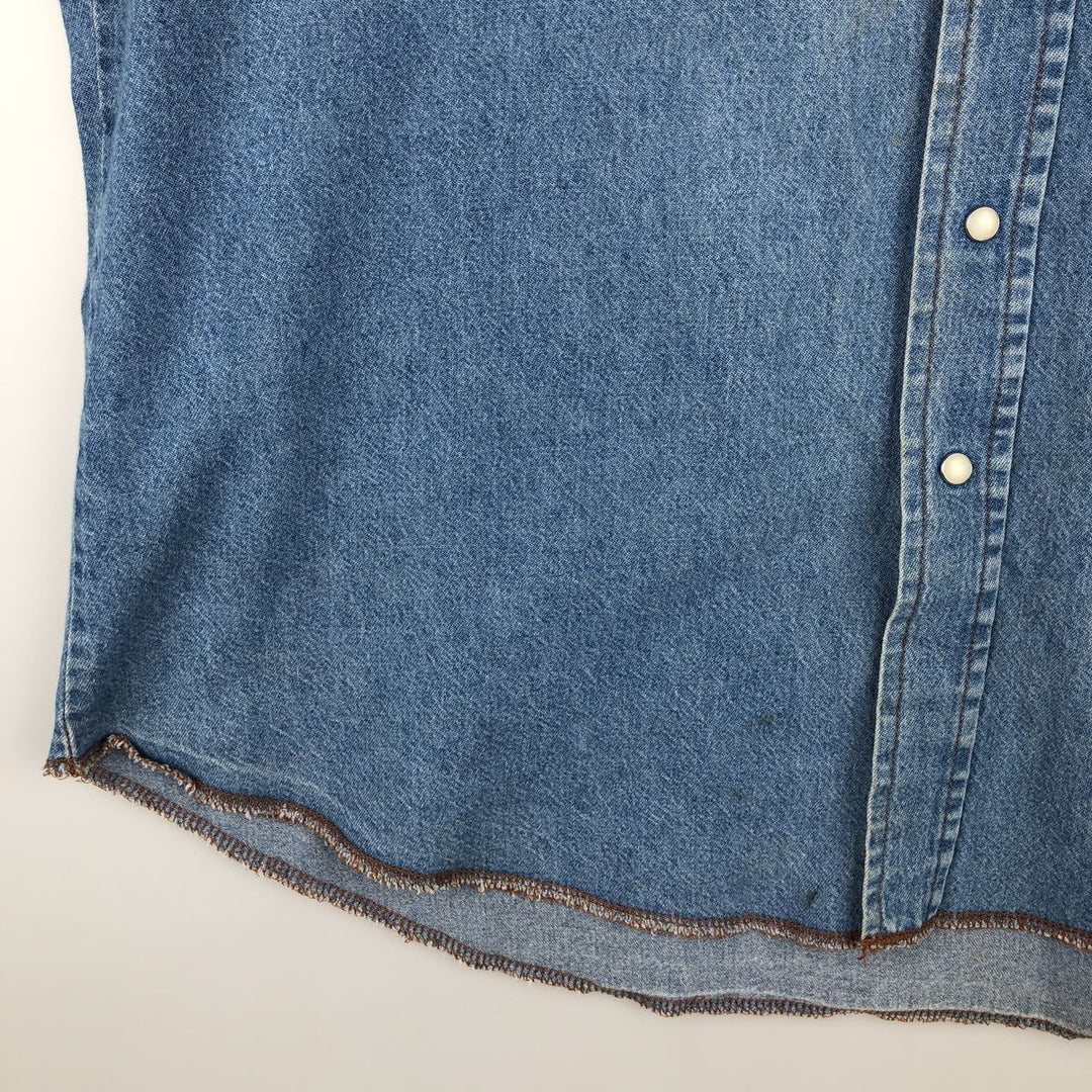 Wrangler Long Sleeve Denim Western Shirt, Men's XL cotton blue type Vintage Second Hand
