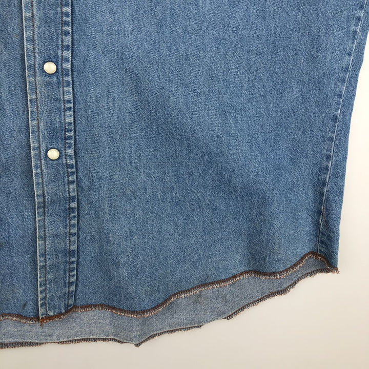 Wrangler Long Sleeve Denim Western Shirt, Men's XL cotton blue type Vintage Second Hand