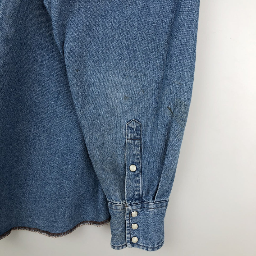 Wrangler Long Sleeve Denim Western Shirt, Men's XL cotton blue type Vintage Second Hand