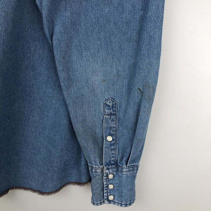 Wrangler Long Sleeve Denim Western Shirt, Men's XL cotton blue type Vintage Second Hand