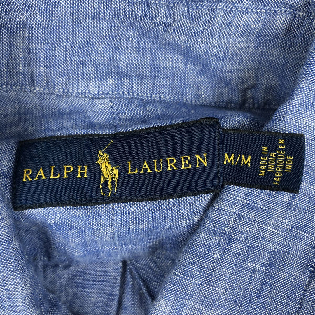 Ralph Lauren long sleeve linen button down shirt, men's size M linen Blue type light blue Vintage Second Hand