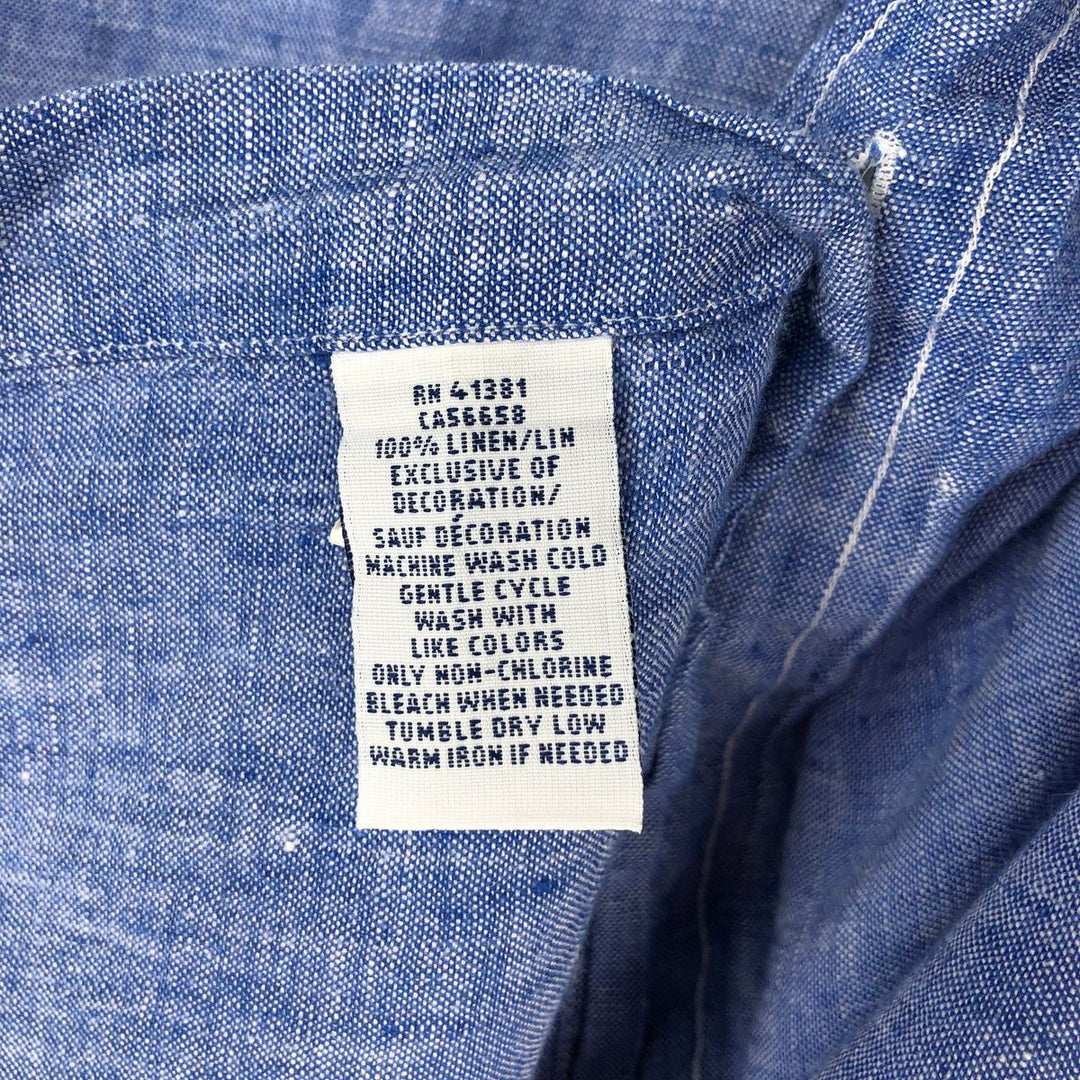 Ralph Lauren long sleeve linen button down shirt, men's size M linen Blue type light blue Vintage Second Hand