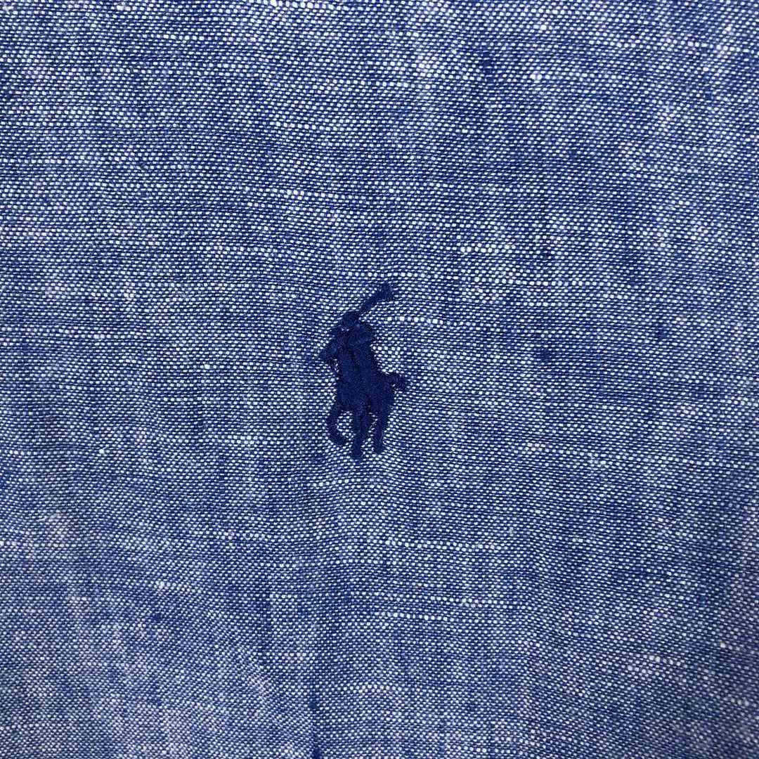 Ralph Lauren long sleeve linen button down shirt, men's size M linen Blue type light blue Vintage Second Hand