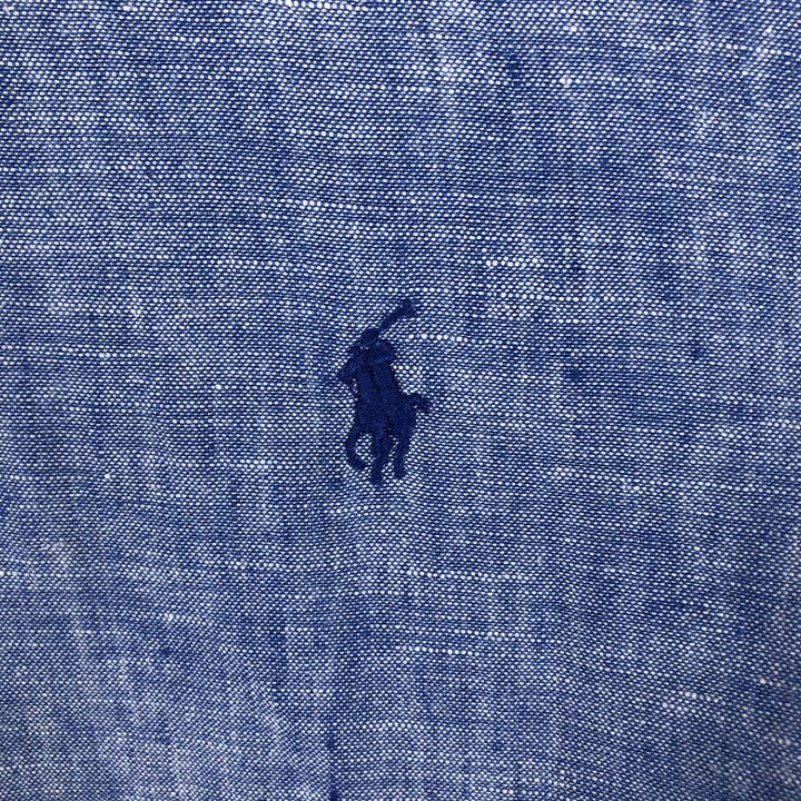 Ralph Lauren long sleeve linen button down shirt, men's size M linen Blue type light blue Vintage Second Hand