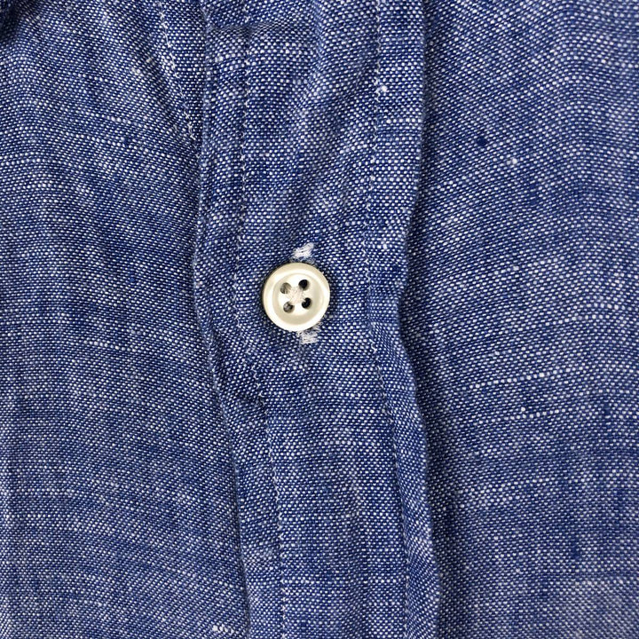 Ralph Lauren long sleeve linen button down shirt, men's size M linen Blue type light blue Vintage Second Hand