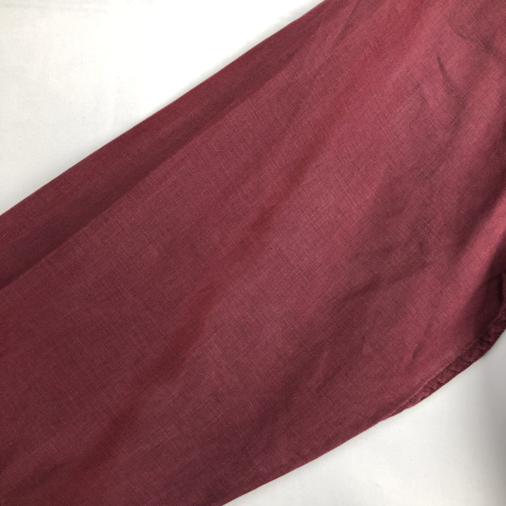 90s-00'S Calvin Klein long-sleeved linen shirt, men's size XL equivalent, vintage. linen wine-red Vintage Second Hand