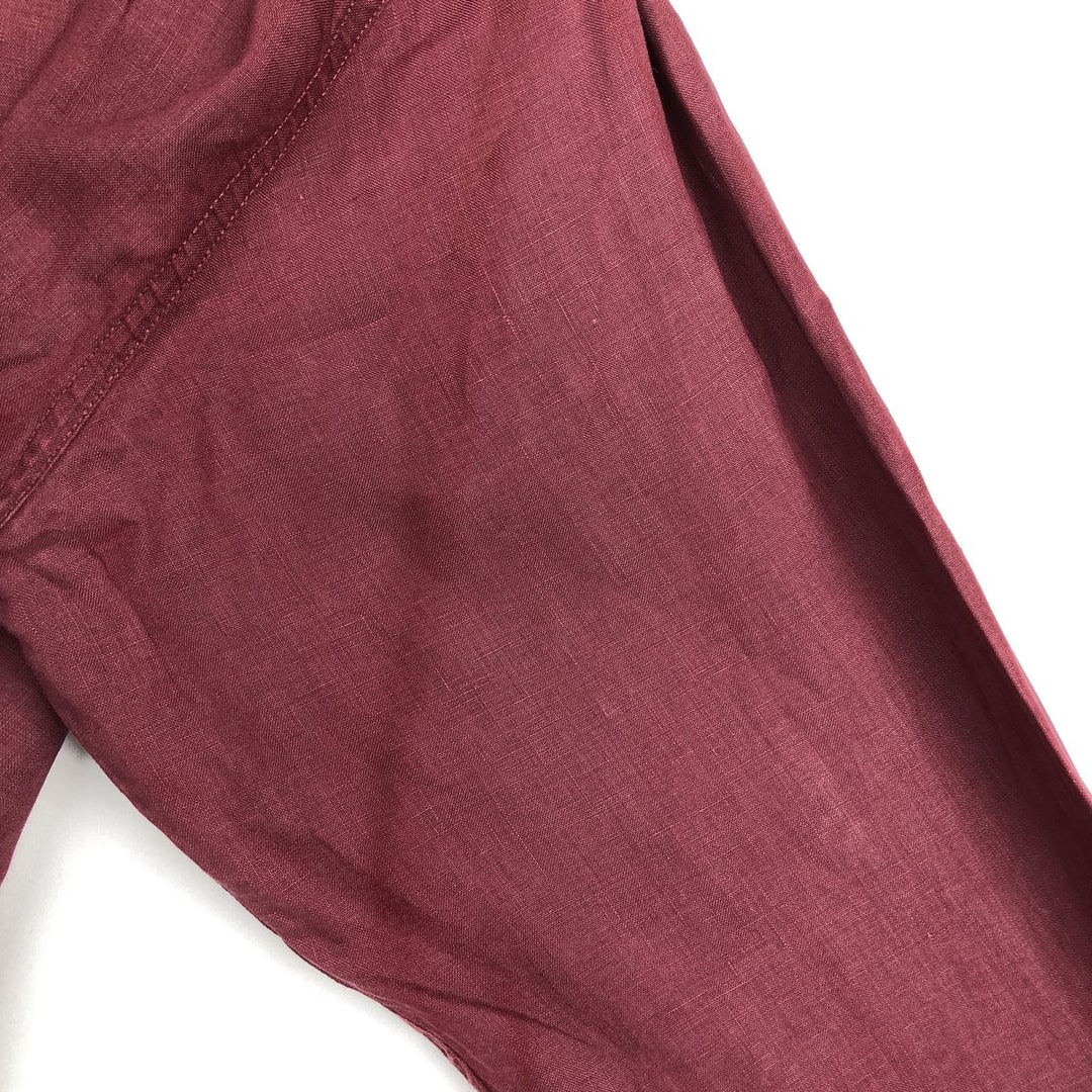 90s-00'S Calvin Klein long-sleeved linen shirt, men's size XL equivalent, vintage. linen wine-red Vintage Second Hand
