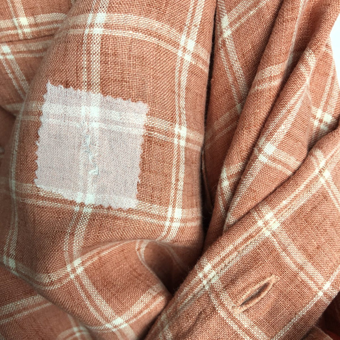 Brooks Brothers 346 Check Pattern Long-Sleeve Button-Down Shirt, Men's Size L (approx.) linen orange type Vintage Second Hand