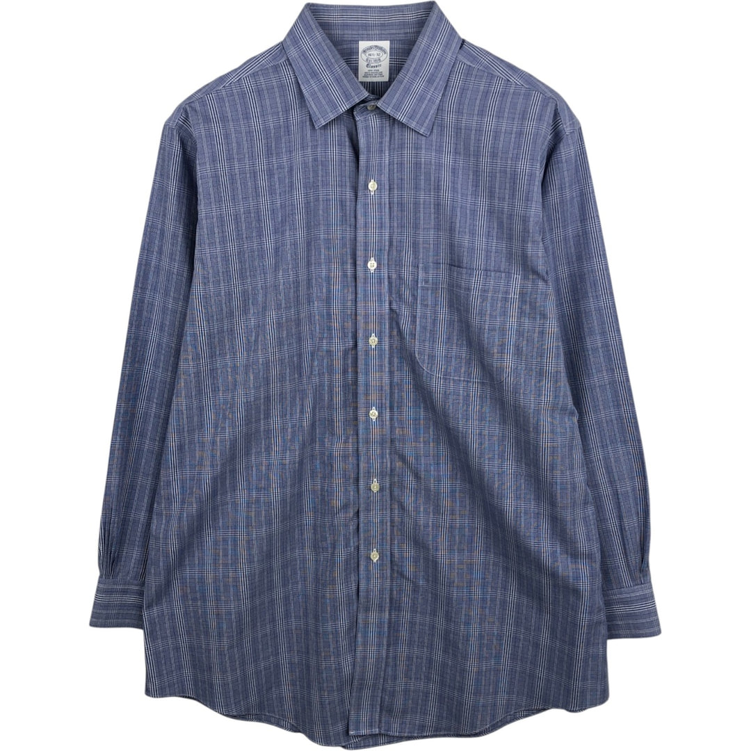 Brooks Brothers Est.1818 Classic Long-Sleeve Cotton Check Shirt, Men's Size L (approx.) cotton Blue type light blue Vintage Second Hand
