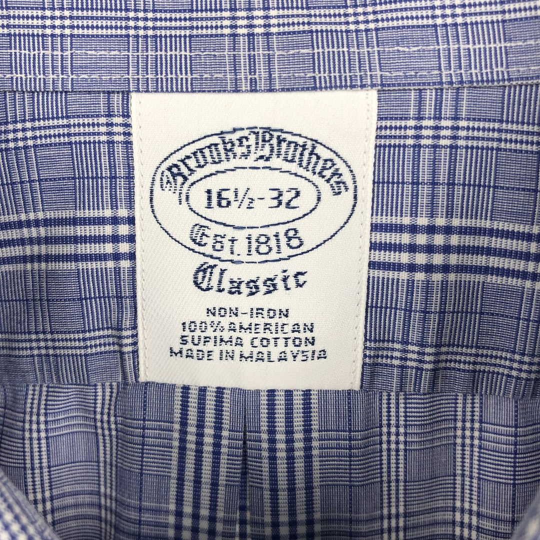 Brooks Brothers Est.1818 Classic Long-Sleeve Cotton Check Shirt, Men's Size L (approx.) cotton Blue type light blue Vintage Second Hand