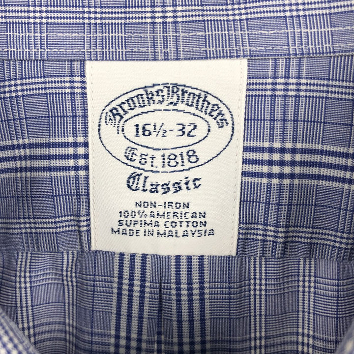 Brooks Brothers Est.1818 Classic Long-Sleeve Cotton Check Shirt, Men's Size L (approx.) cotton Blue type light blue Vintage Second Hand