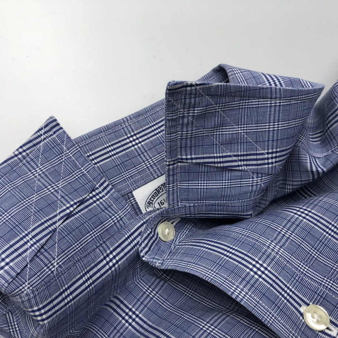Brooks Brothers Est.1818 Classic Long-Sleeve Cotton Check Shirt, Men's Size L (approx.) cotton Blue type light blue Vintage Second Hand