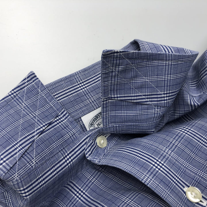 Brooks Brothers Est.1818 Classic Long-Sleeve Cotton Check Shirt, Men's Size L (approx.) cotton Blue type light blue Vintage Second Hand