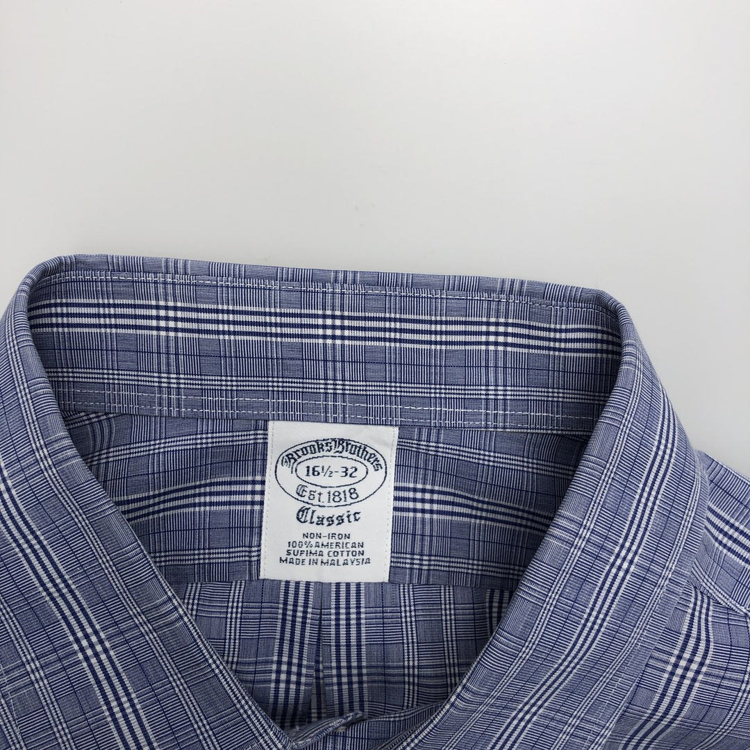 Brooks Brothers Est.1818 Classic Long-Sleeve Cotton Check Shirt, Men's Size L (approx.) cotton Blue type light blue Vintage Second Hand
