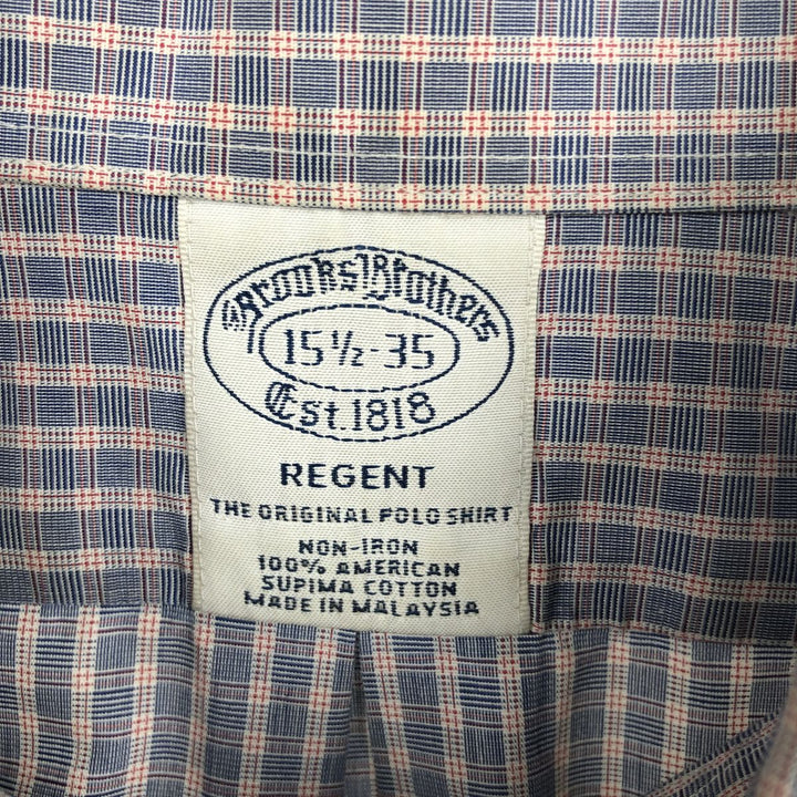 Brooks Brothers Est.1818 REGENT Long Sleeve Button-Down Check Shirt, Men's Size M Supima Cotton Blue type light blue Vintage Second Hand