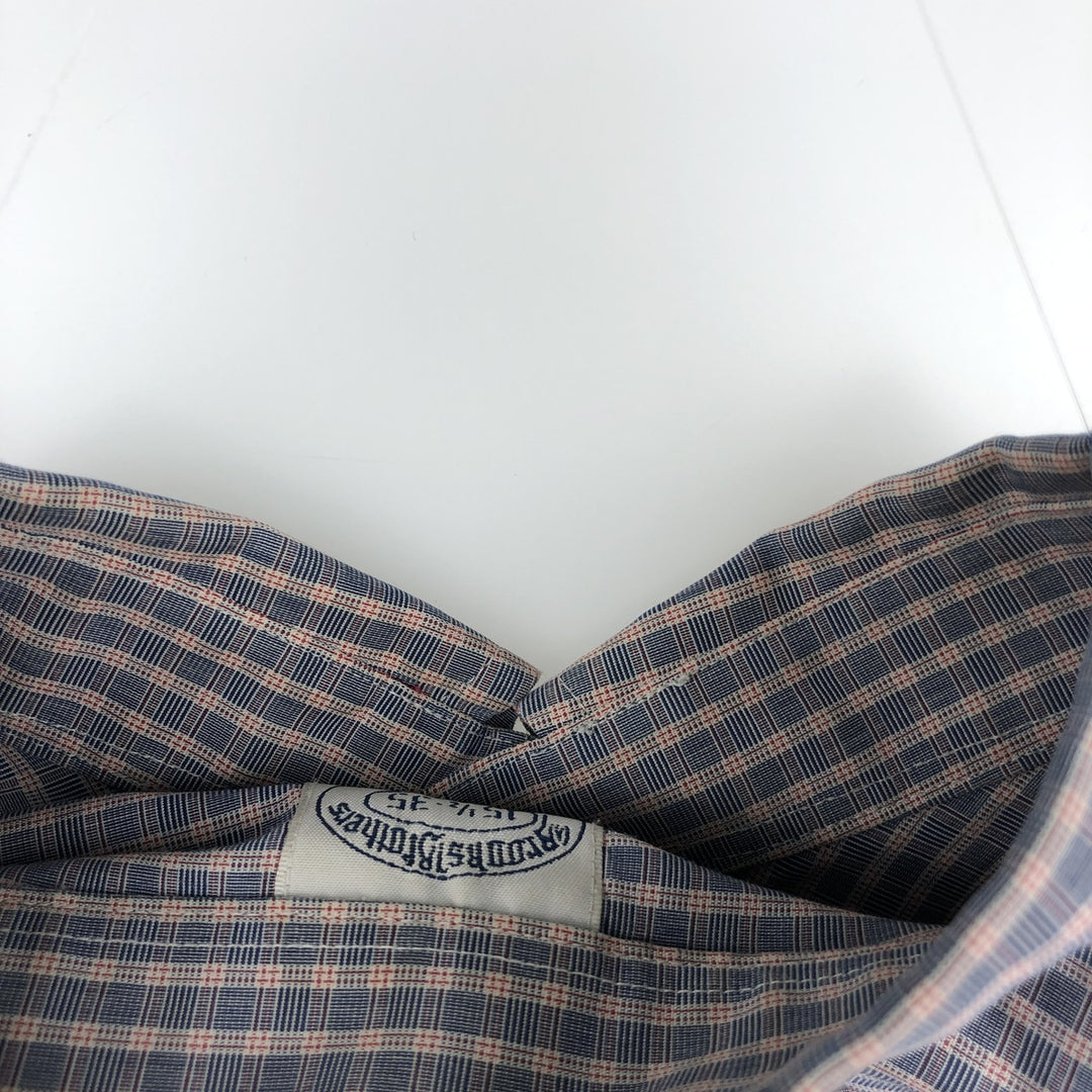 Brooks Brothers Est.1818 REGENT Long Sleeve Button-Down Check Shirt, Men's Size M Supima Cotton Blue type light blue Vintage Second Hand