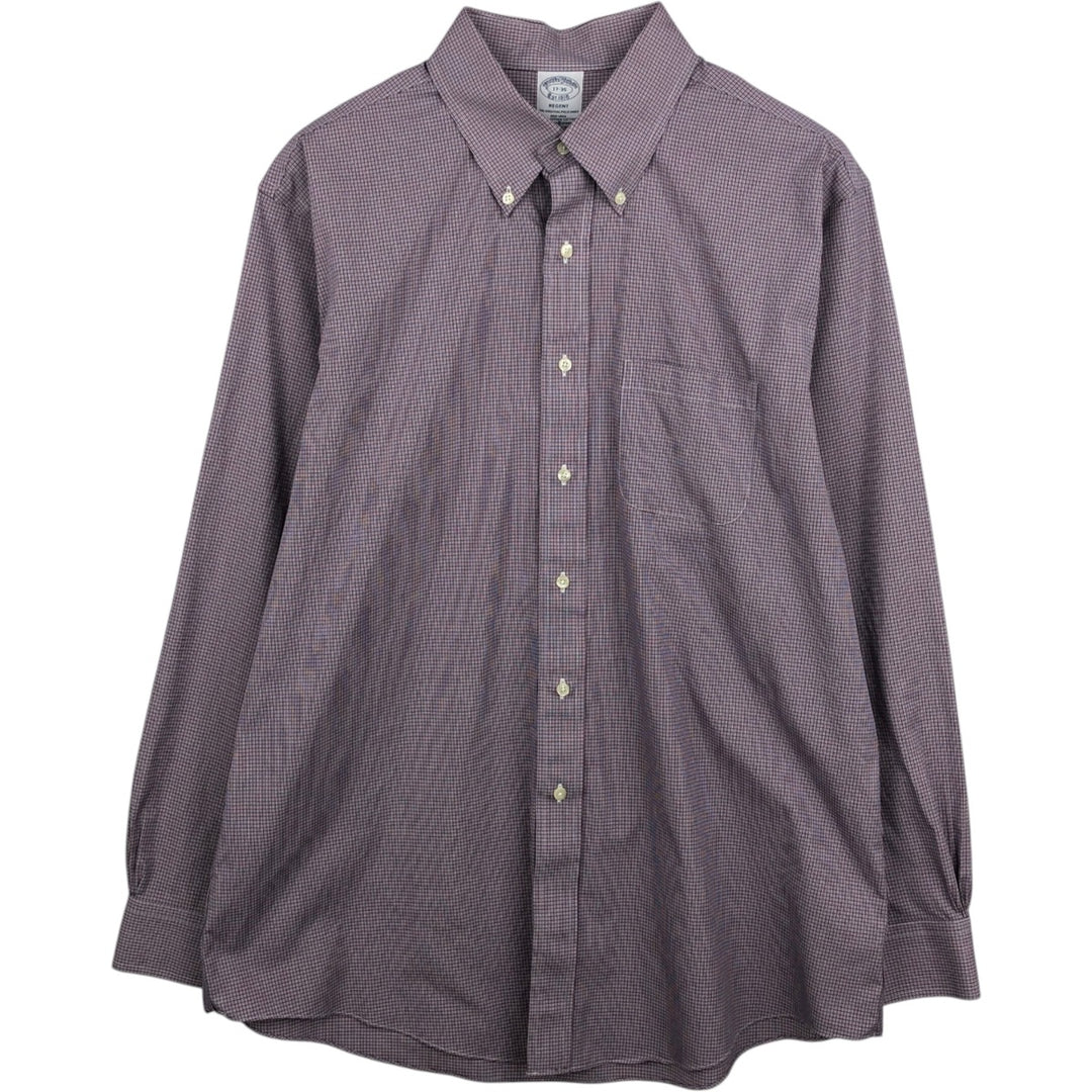 Brooks Brothers Est.1818 REGENT Long Sleeve Button-Down Check Shirt Men's XL Supima Cotton wine-red Vintage Second Hand