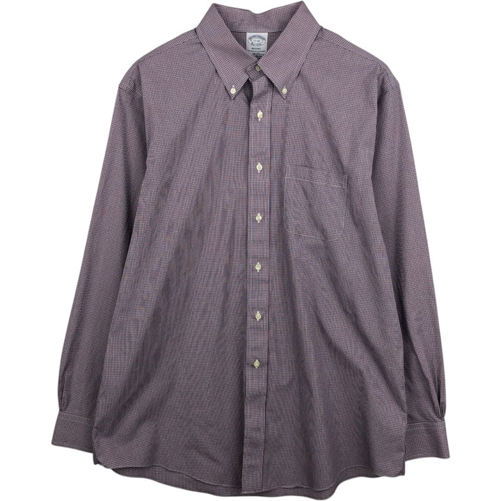 Brooks Brothers Est.1818 REGENT Long Sleeve Button-Down Check Shirt Men's XL Supima Cotton wine-red Vintage Second Hand