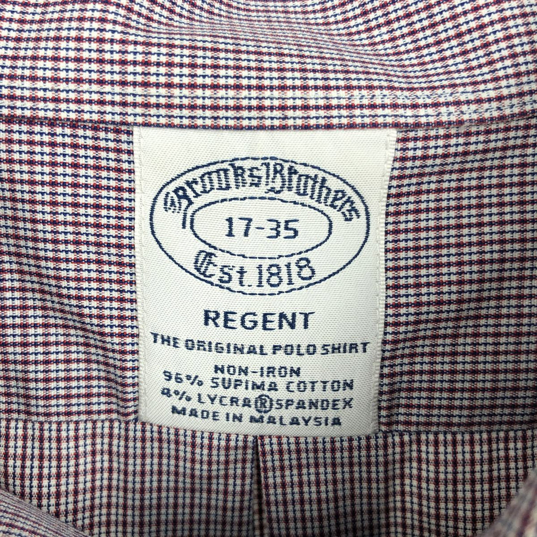 Brooks Brothers Est.1818 REGENT Long Sleeve Button-Down Check Shirt Men's XL Supima Cotton wine-red Vintage Second Hand