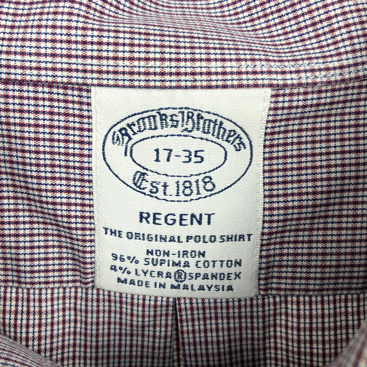 Brooks Brothers Est.1818 REGENT Long Sleeve Button-Down Check Shirt Men's XL Supima Cotton wine-red Vintage Second Hand