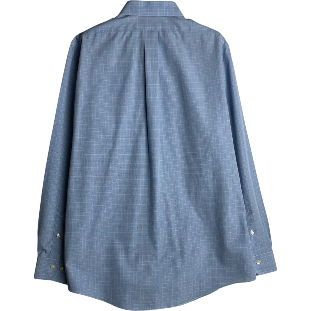 Brooks Brothers 1818 Wide Collar Long Sleeve Cotton Check Shirt, Men's Size L cotton Blue type light blue Vintage Second Hand
