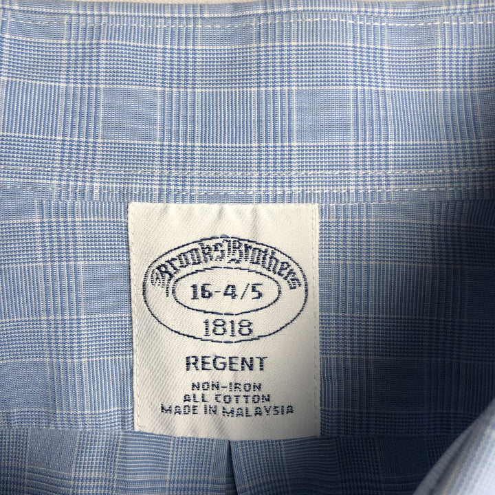 Brooks Brothers 1818 Wide Collar Long Sleeve Cotton Check Shirt, Men's Size L cotton Blue type light blue Vintage Second Hand