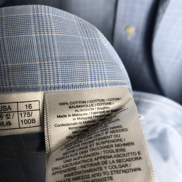 Brooks Brothers 1818 Wide Collar Long Sleeve Cotton Check Shirt, Men's Size L cotton Blue type light blue Vintage Second Hand