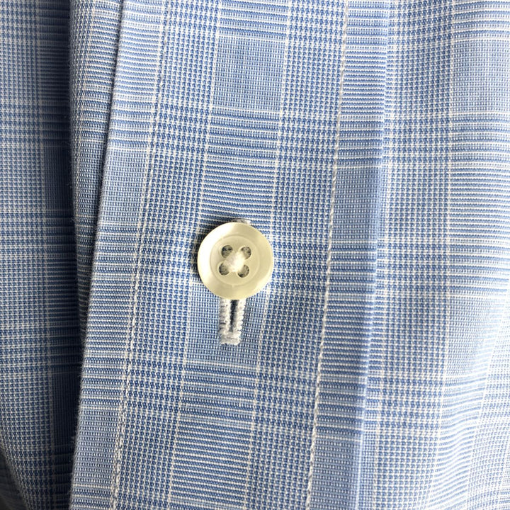Brooks Brothers 1818 Wide Collar Long Sleeve Cotton Check Shirt, Men's Size L cotton Blue type light blue Vintage Second Hand
