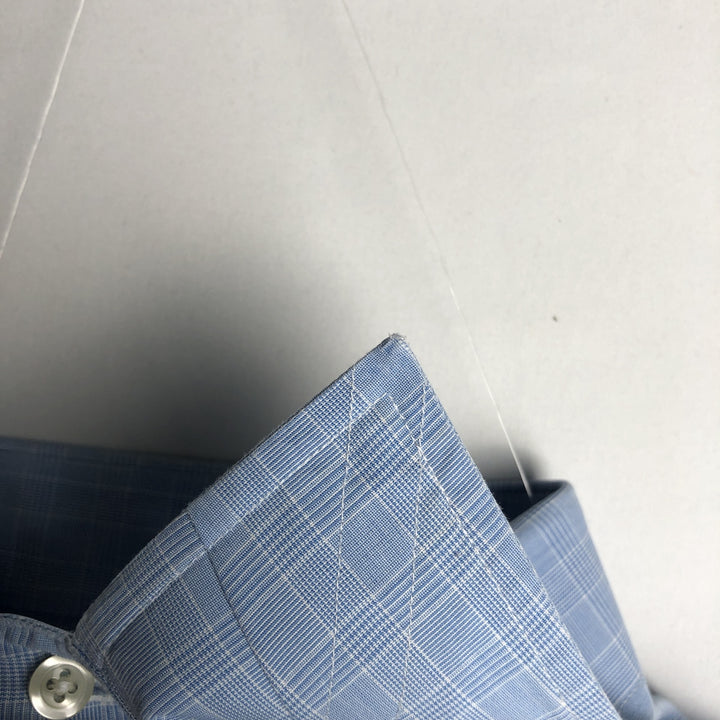 Brooks Brothers 1818 Wide Collar Long Sleeve Cotton Check Shirt, Men's Size L cotton Blue type light blue Vintage Second Hand