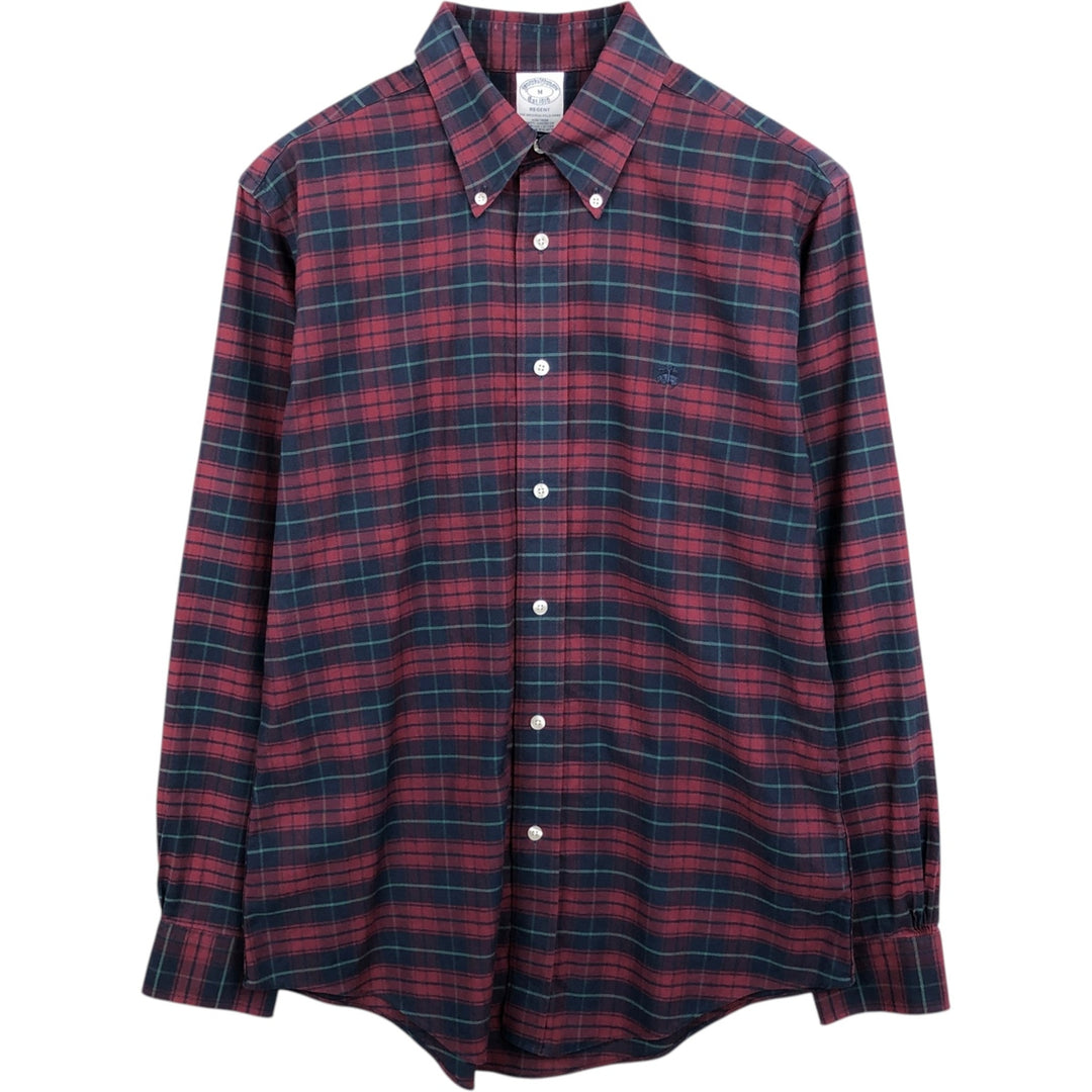 Brooks Brothers Est.1818 REGENT Long Sleeve Button-Down Check Shirt, Men's Size M Supima Cotton wine-red Vintage Second Hand