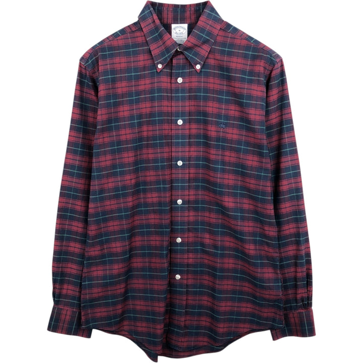 Brooks Brothers Est.1818 REGENT Long Sleeve Button-Down Check Shirt, Men's Size M Supima Cotton wine-red Vintage Second Hand