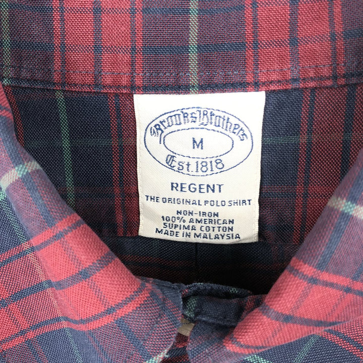 Brooks Brothers Est.1818 REGENT Long Sleeve Button-Down Check Shirt, Men's Size M Supima Cotton wine-red Vintage Second Hand