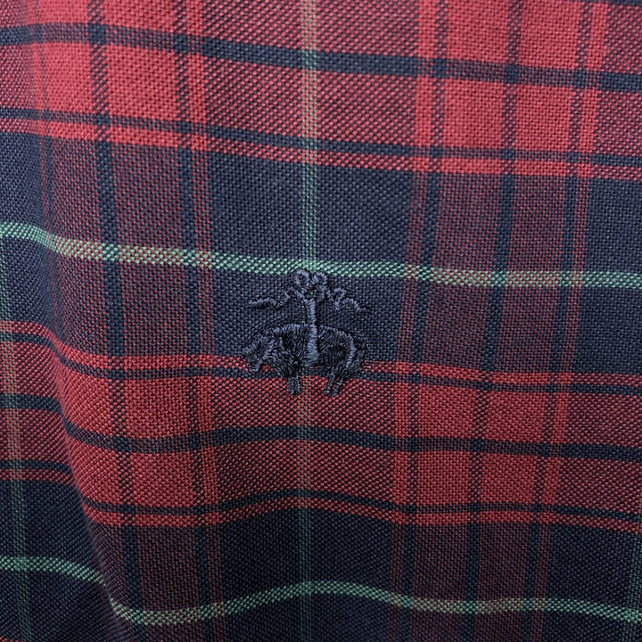 Brooks Brothers Est.1818 REGENT Long Sleeve Button-Down Check Shirt, Men's Size M Supima Cotton wine-red Vintage Second Hand