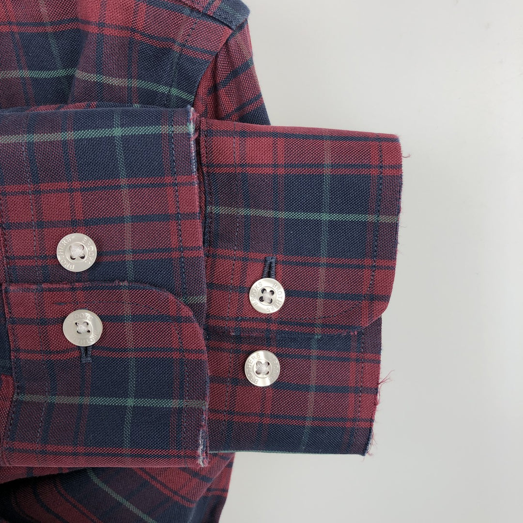 Brooks Brothers Est.1818 REGENT Long Sleeve Button-Down Check Shirt, Men's Size M Supima Cotton wine-red Vintage Second Hand