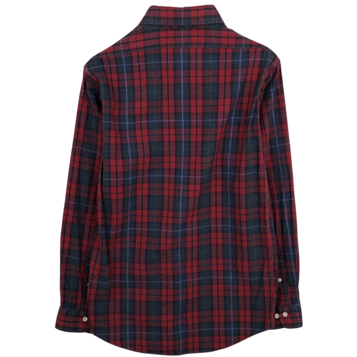 Brooks Brothers Est.1818 MILANO Long-Sleeve Button-Down Check Shirt, Men's Size M (approx.) cotton wine-red Vintage Second Hand